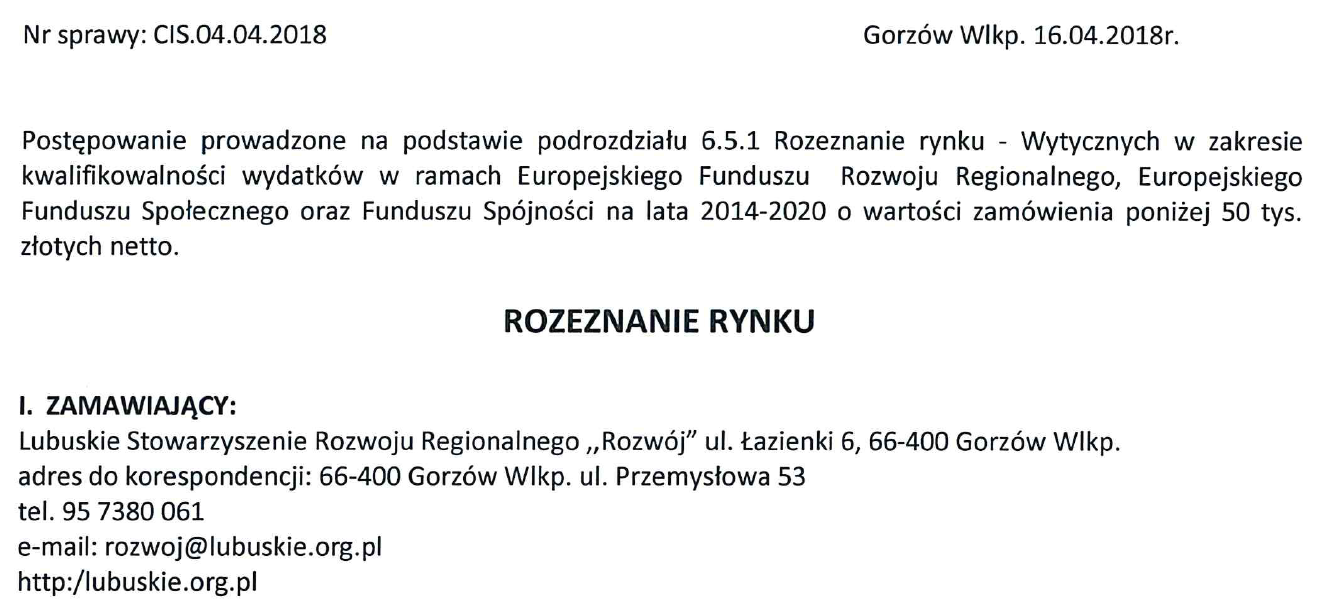 Zapraszamy do zpaoznania się z zapytaniem ofertowym