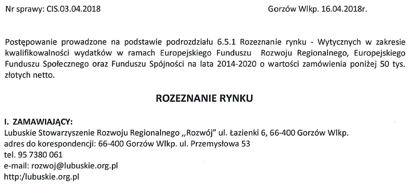 Zapraszamy do zpaoznania się z zapytaniem ofertowym